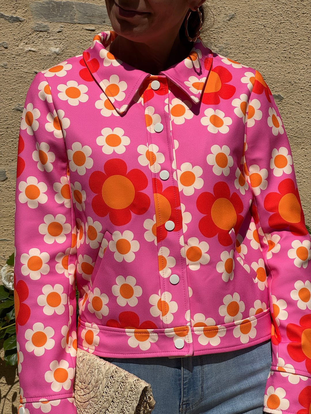 Veste marguerites rose fuchsia FLOWER POWER Hippocampe