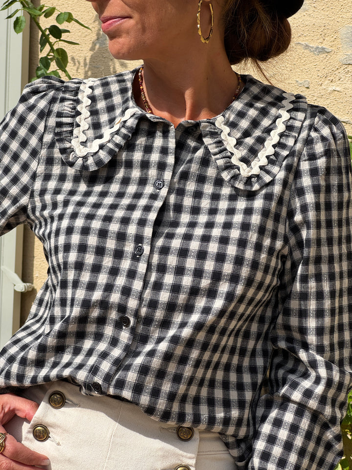 Chemise MARIUS noir à carreaux beige In April 1986