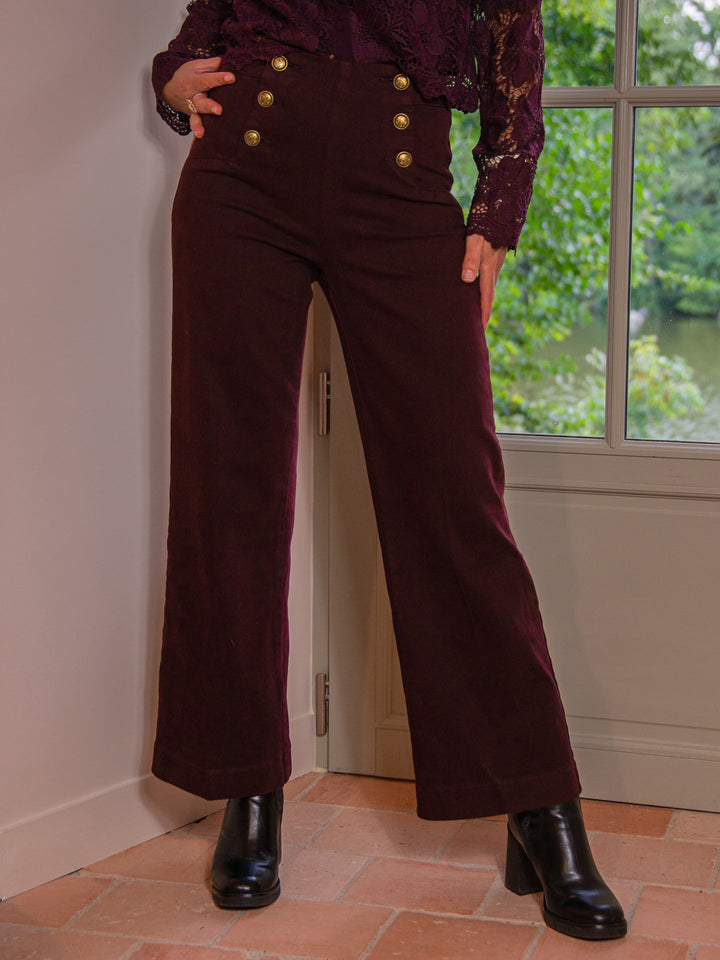 Jeans denim bordeaux à pont VICTORINE Oraije