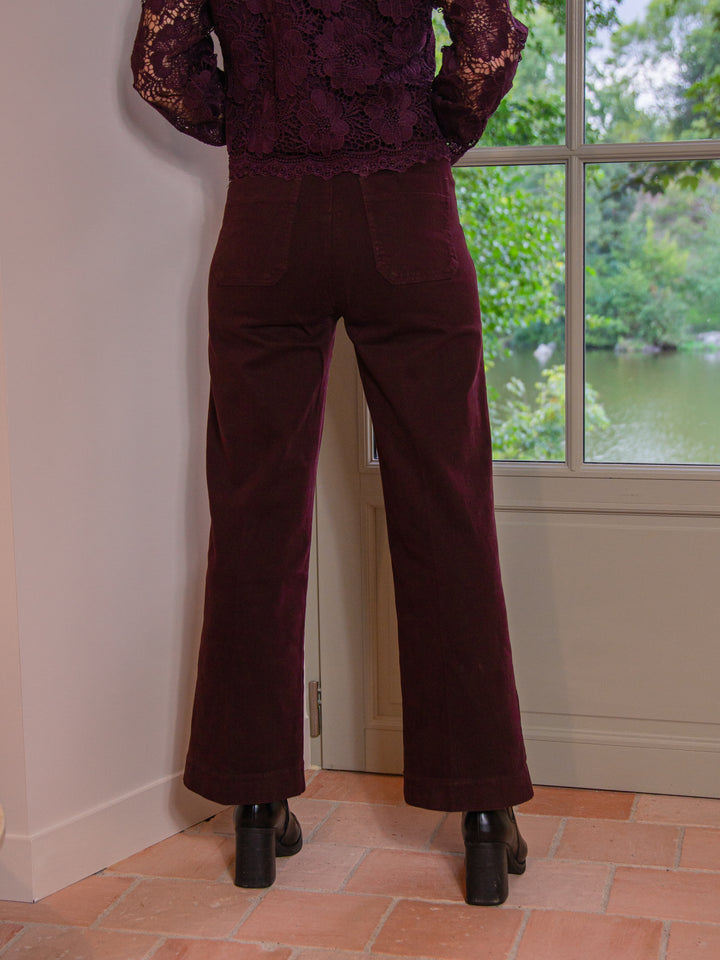 Jeans denim bordeaux à pont VICTORINE Oraije