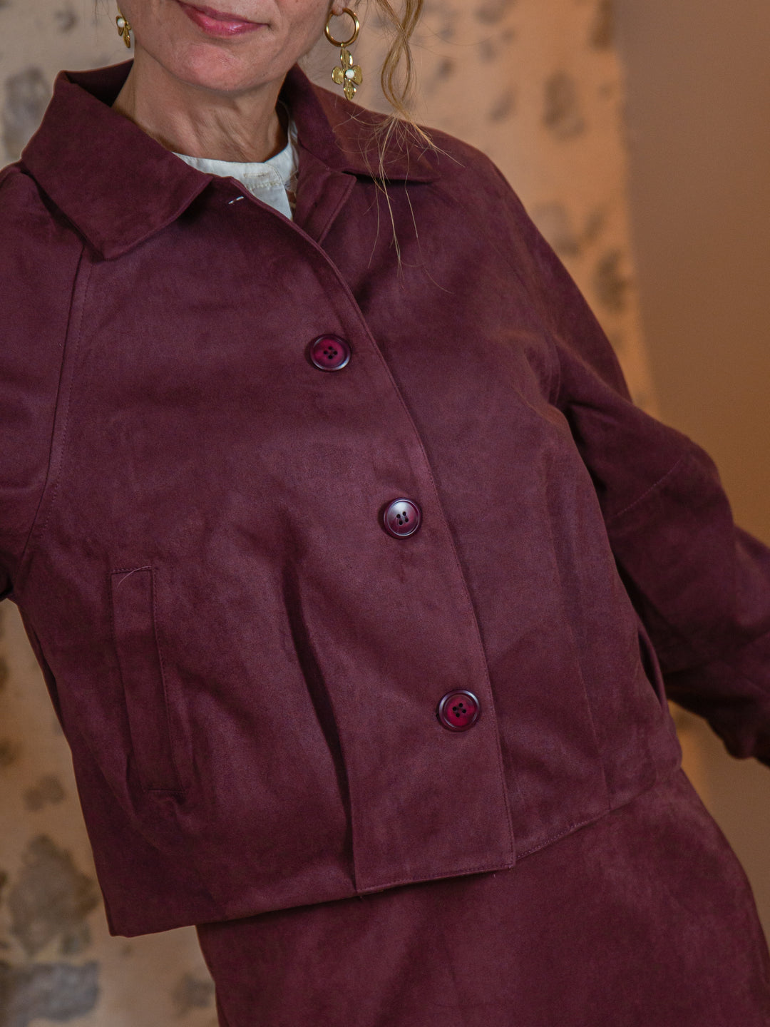 Veste en suédine bordeaux JULIA