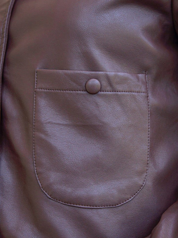 FAUSTINE Kaffee Kunstlederjacke