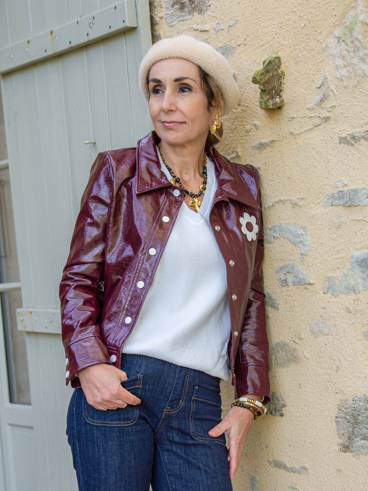 DAISY Seahorse Eggplant Vinyl Jacket