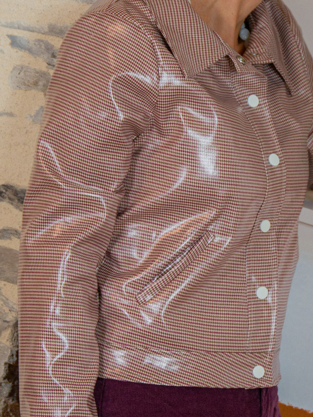 Veste enduit pied de poule bordeaux et kaki n°177 Hippocampe