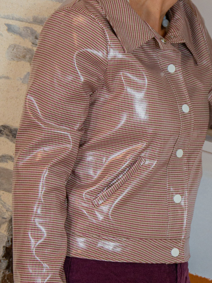 Veste enduit pied de poule bordeaux et kaki n°177 Hippocampe