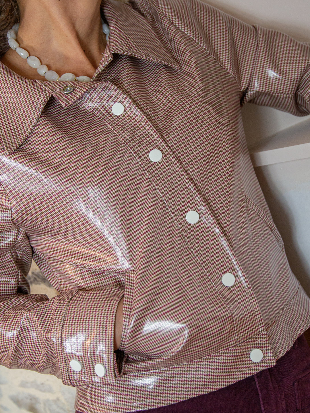 Veste enduit pied de poule bordeaux et kaki n°177 Hippocampe