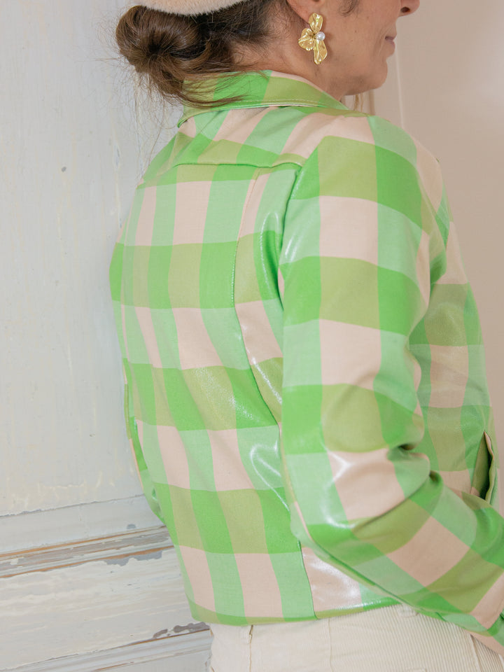 Veste enduit vichy verte n°164 Hippocampe