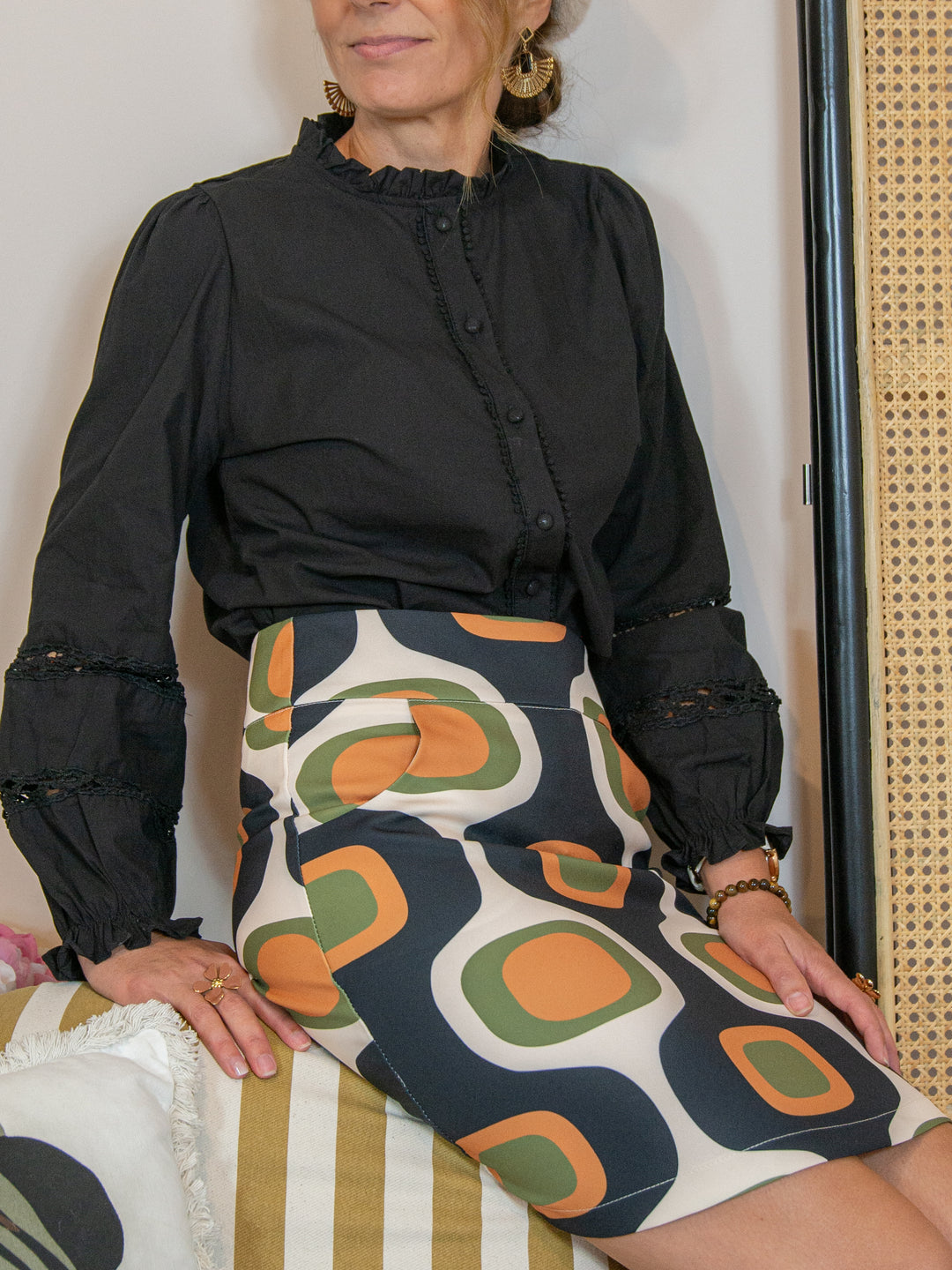 MIA embroidered black blouse