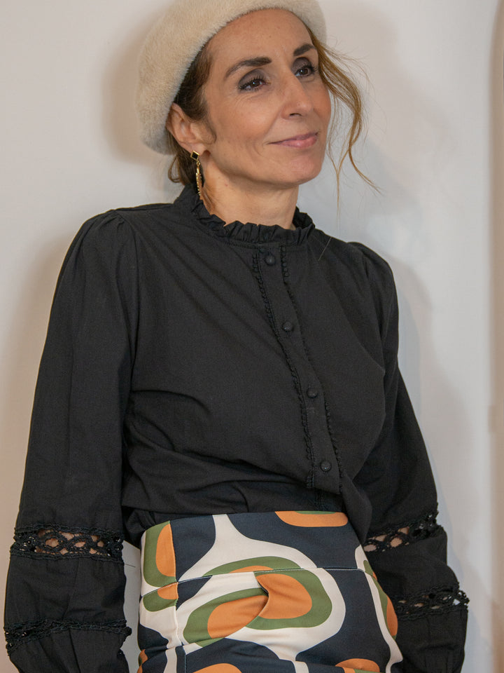 MIA embroidered black blouse