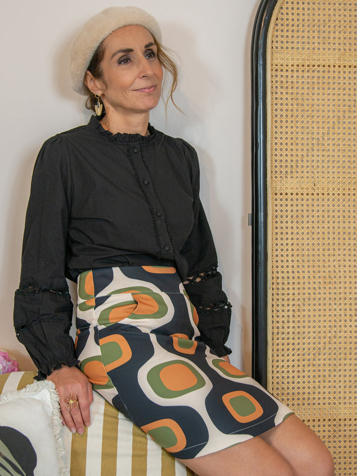 MIA embroidered black blouse
