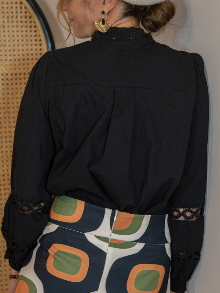 MIA embroidered black blouse