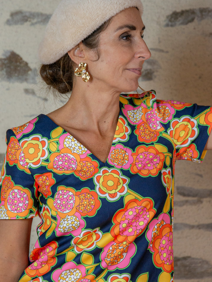 Robe SEVENTIES n°137 marine Hippocampe