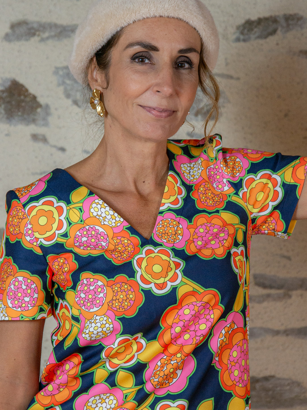 Robe SEVENTIES n°137 marine Hippocampe