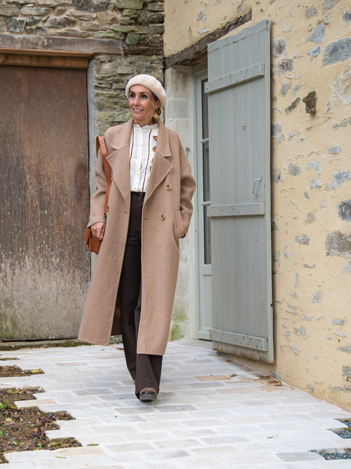 NINON langer Kamelwollmantel