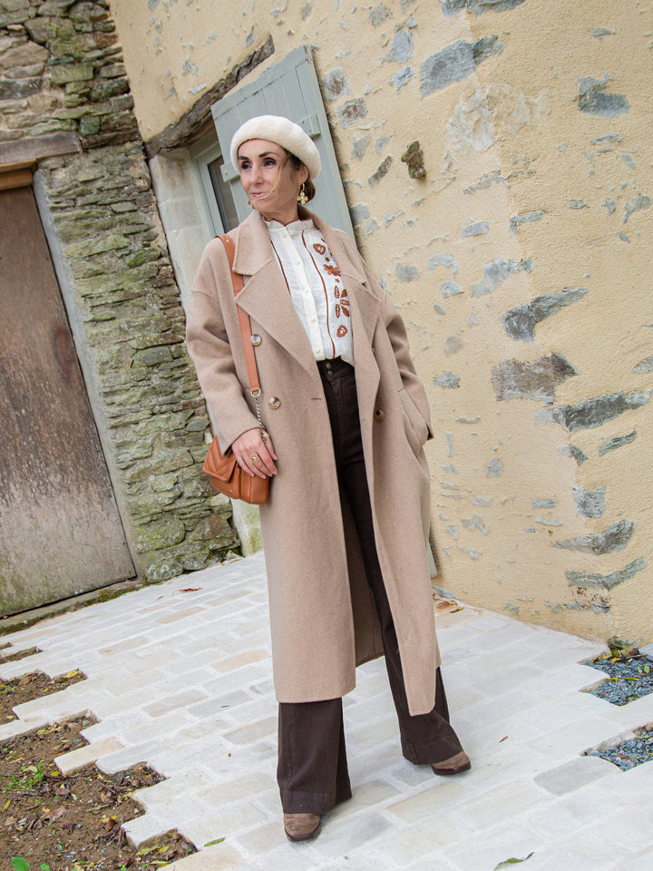 NINON langer Kamelwollmantel