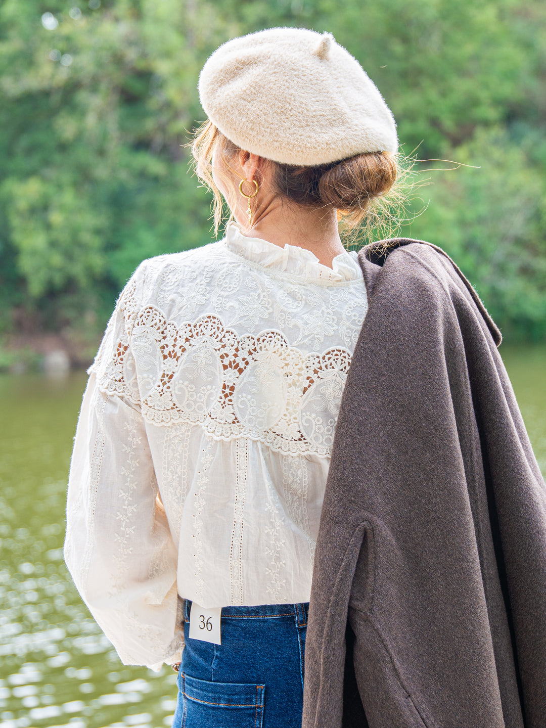 Chemise écru broderies florales INAYA