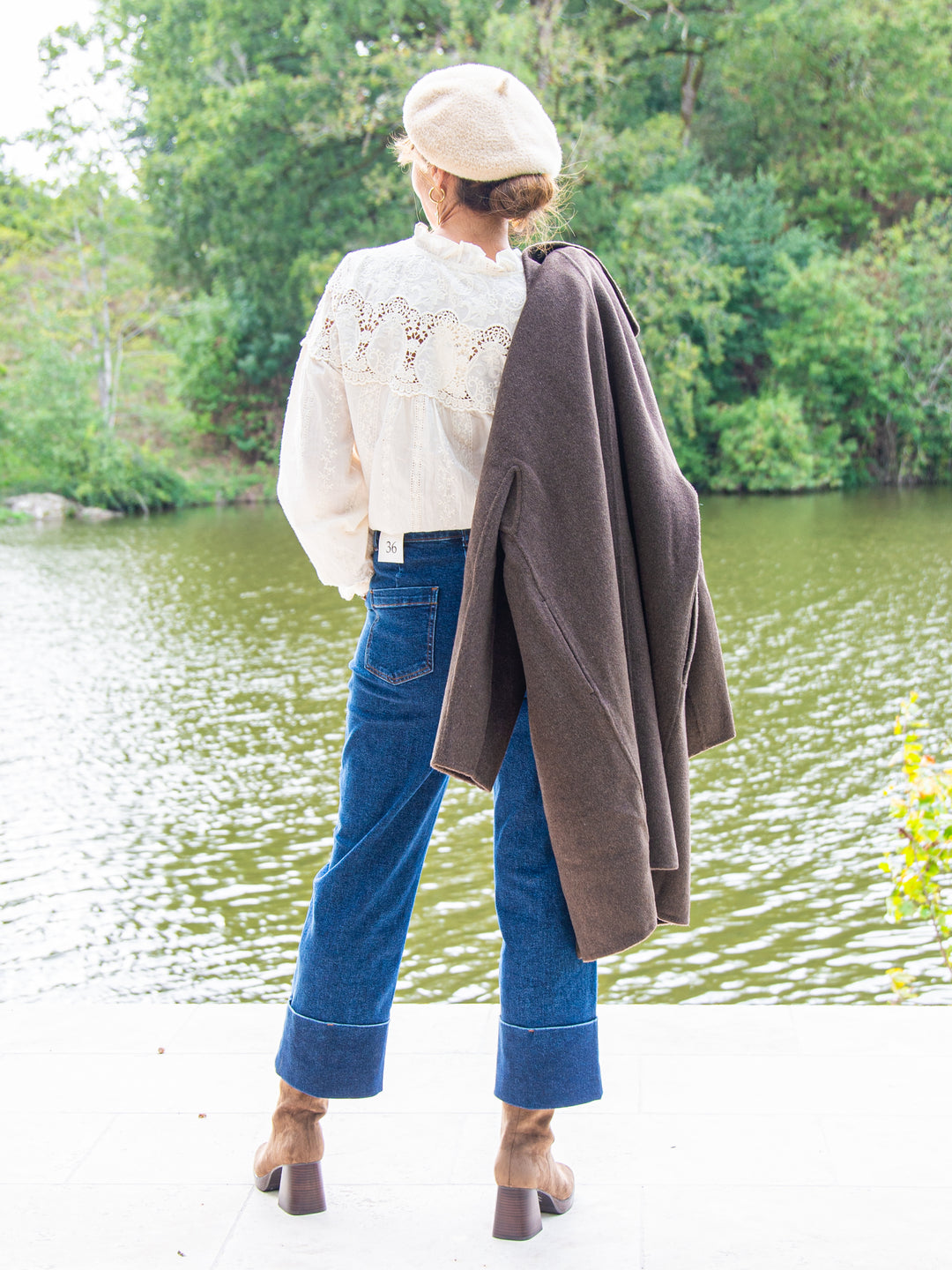 Chemise écru broderies florales INAYA