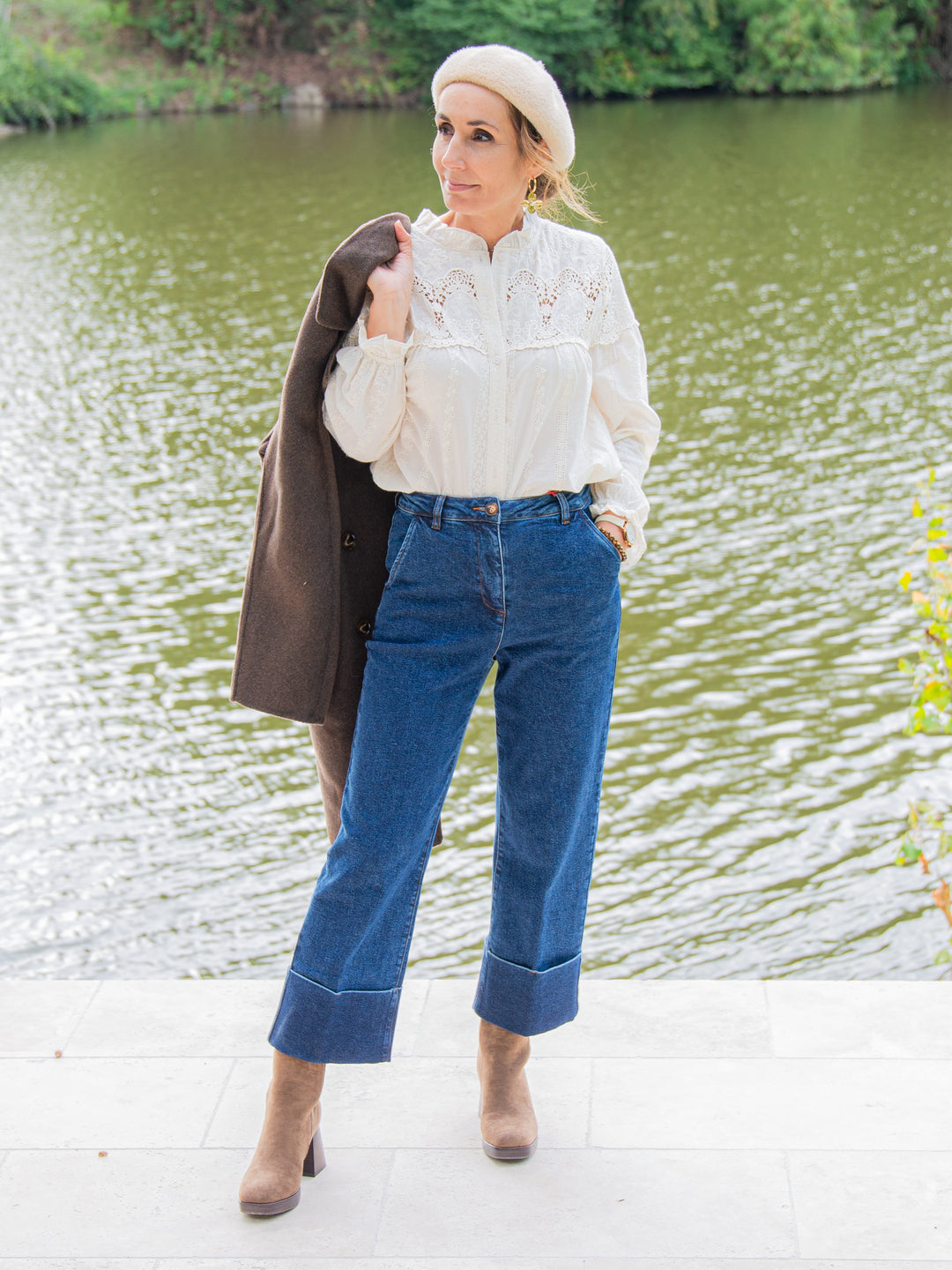 Chemise écru broderies florales INAYA