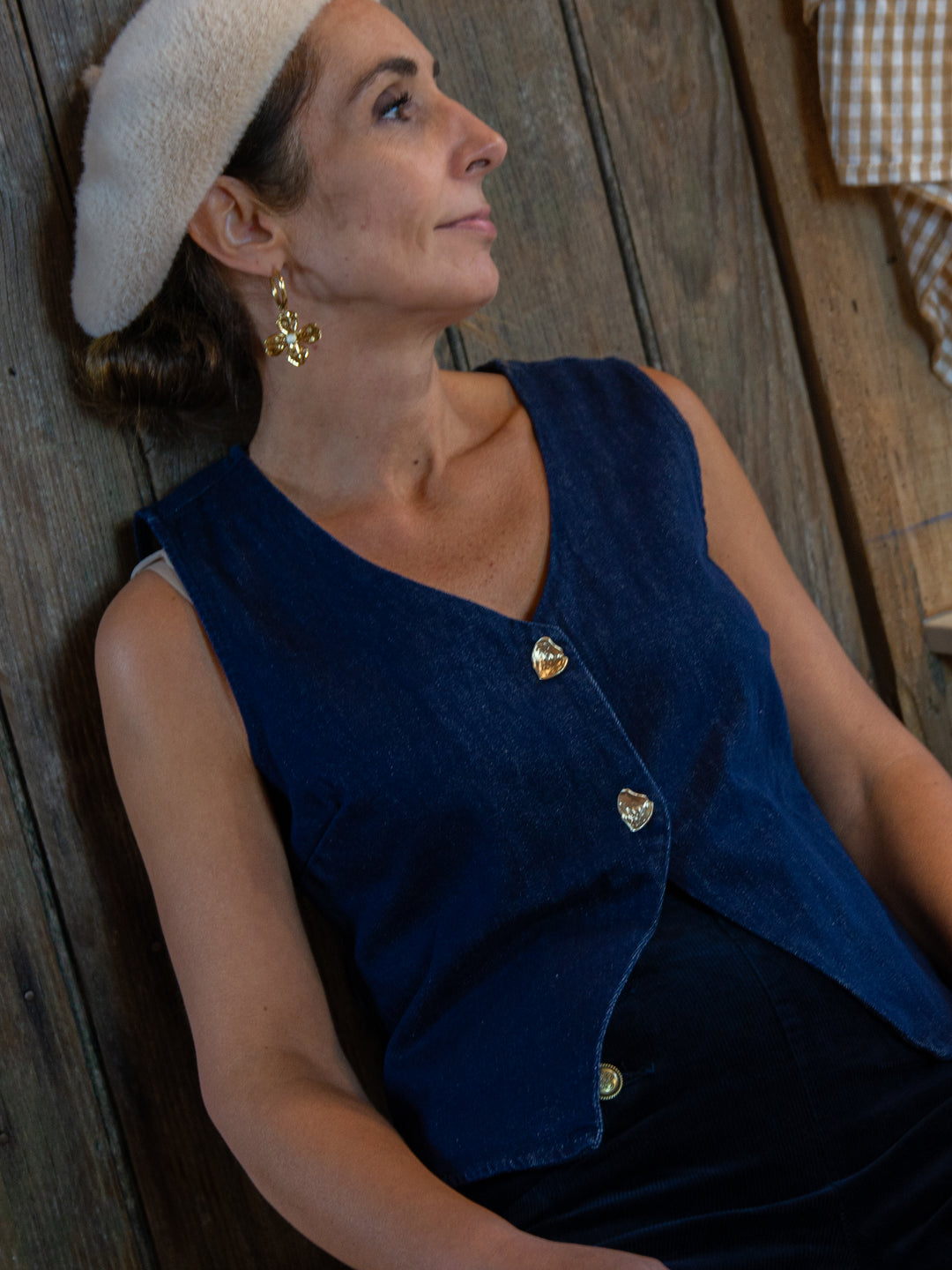 Veston sans manches denim brut THEONIE Oraije