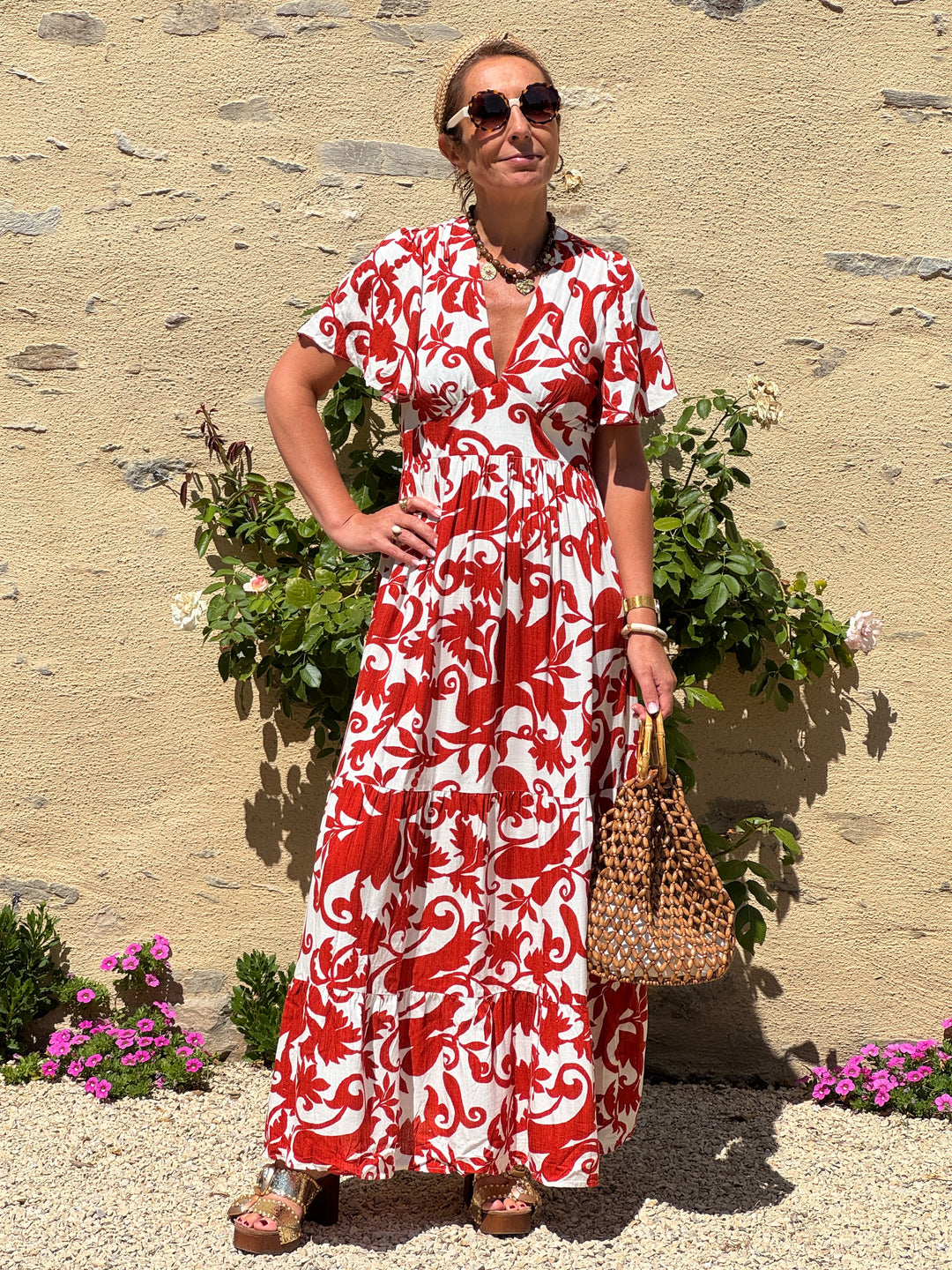 Robe imprimé terracotta fond écru ELOISE In April 1986