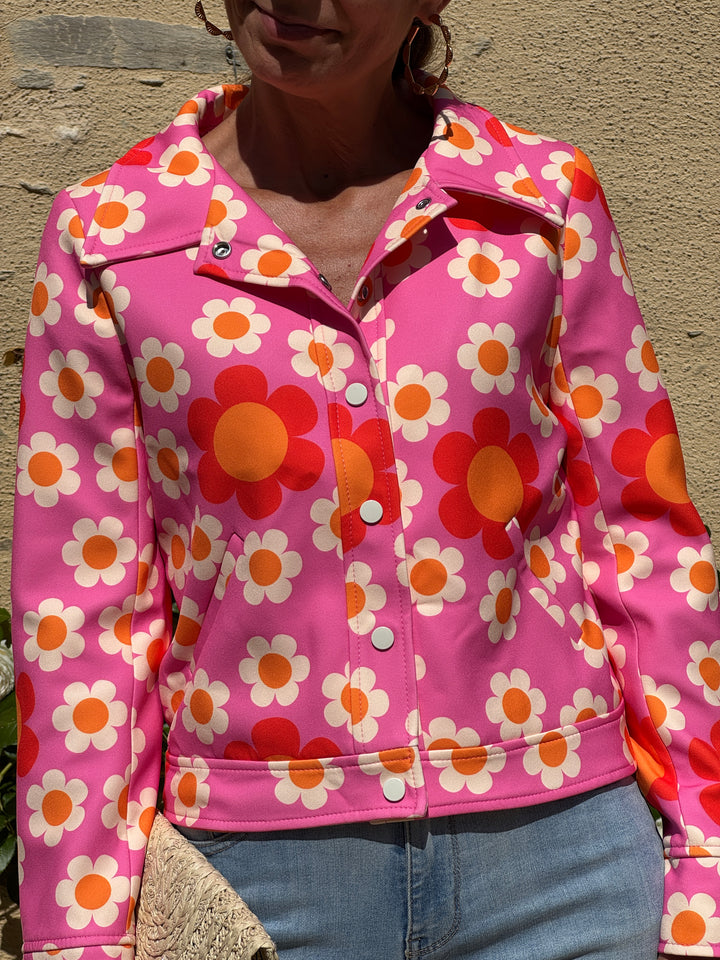 Veste marguerites rose fuchsia FLOWER POWER Hippocampe