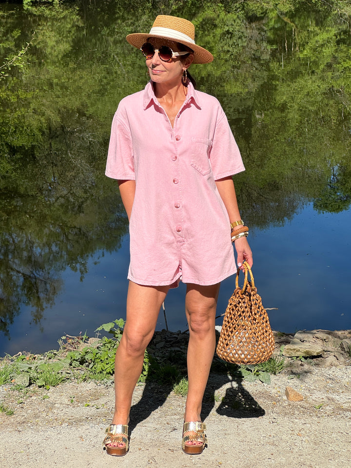 Combi-short rose jean MARLENE