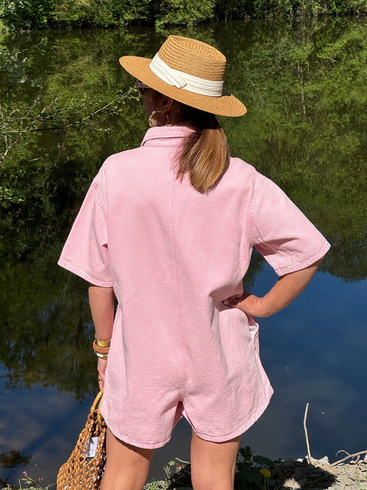 Combi-short rose jean MARLENE