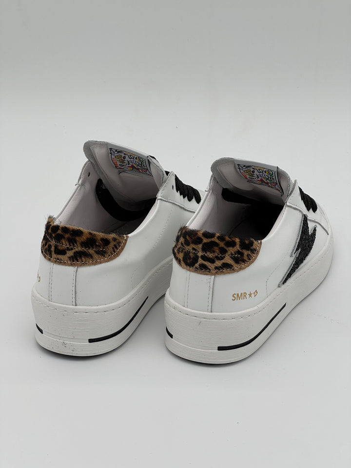 Basket blanc paillettes noires léopard MAYA E190 Semerdjian