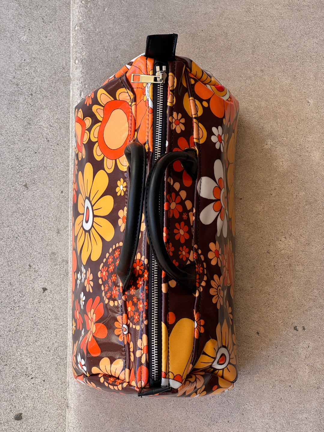 Sac imprimé fleuri marron, orange et jaune N°26  BOWLING Hippocampe