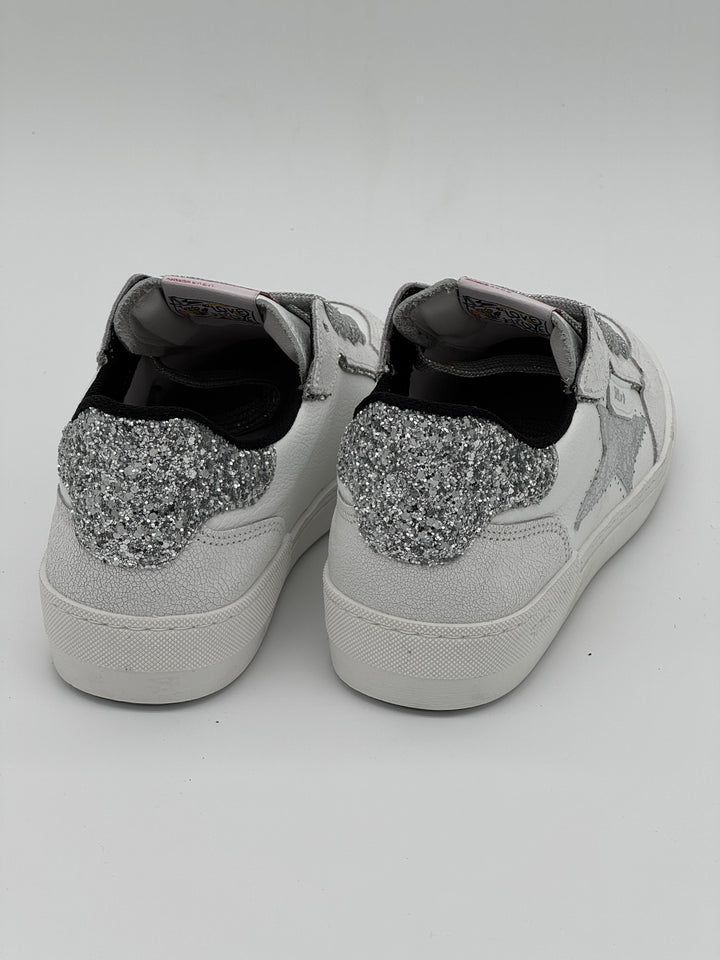 Basket blanc paillettes argentées ALE E451 Semerdjian