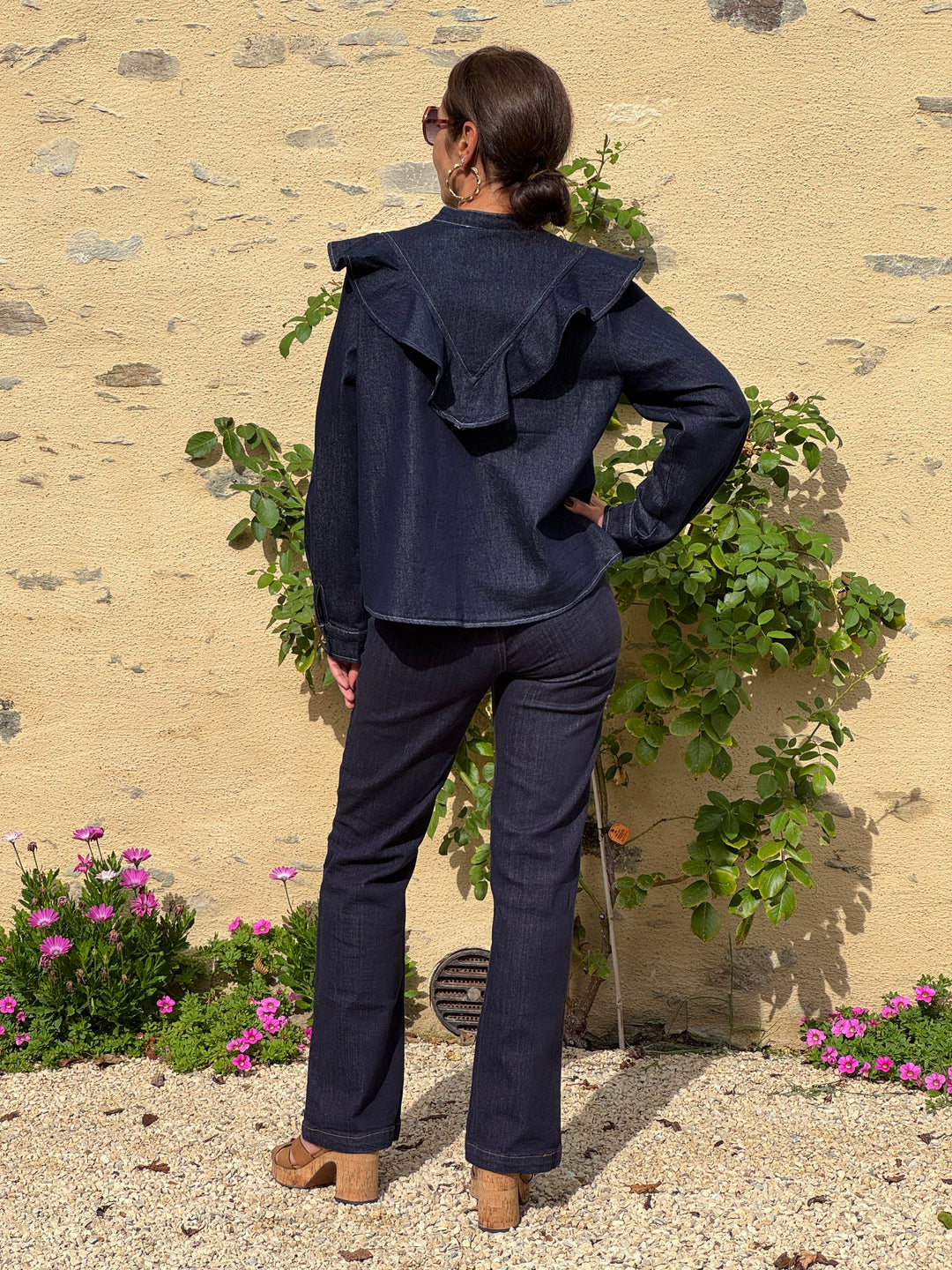 Chemise jean brut volant CALYANE