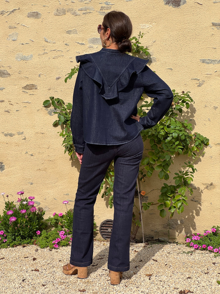 Chemise jean brut volant CALYANE