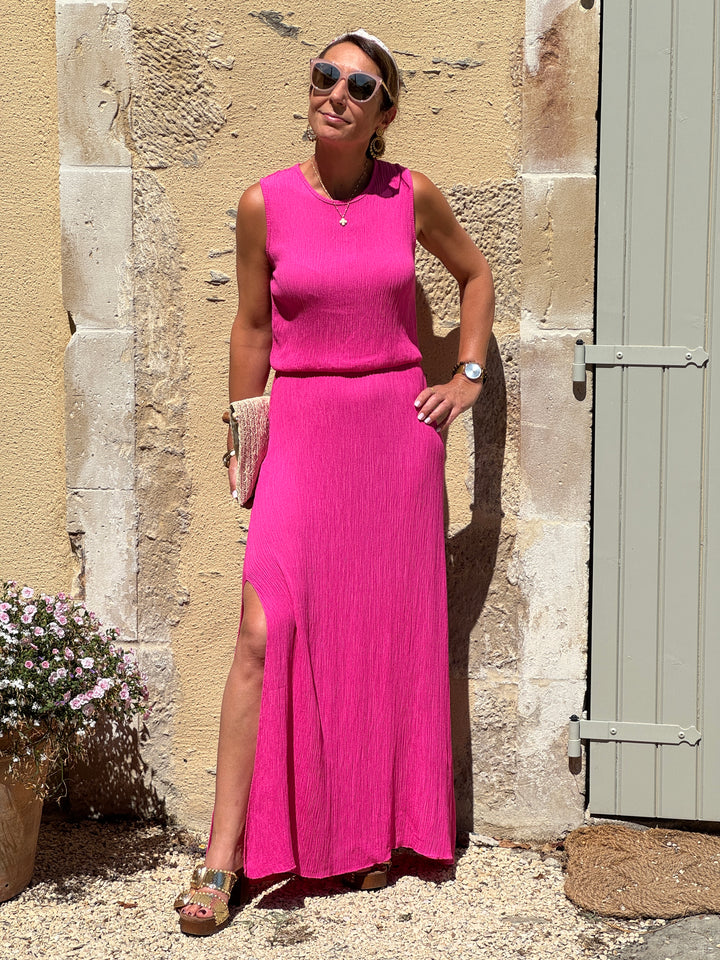 Ensemble top et jupe longue fuchsia MELODIE