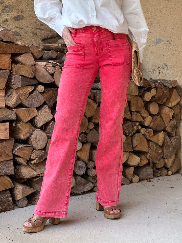 SONNY La Petite Étoile faded red flare jeans