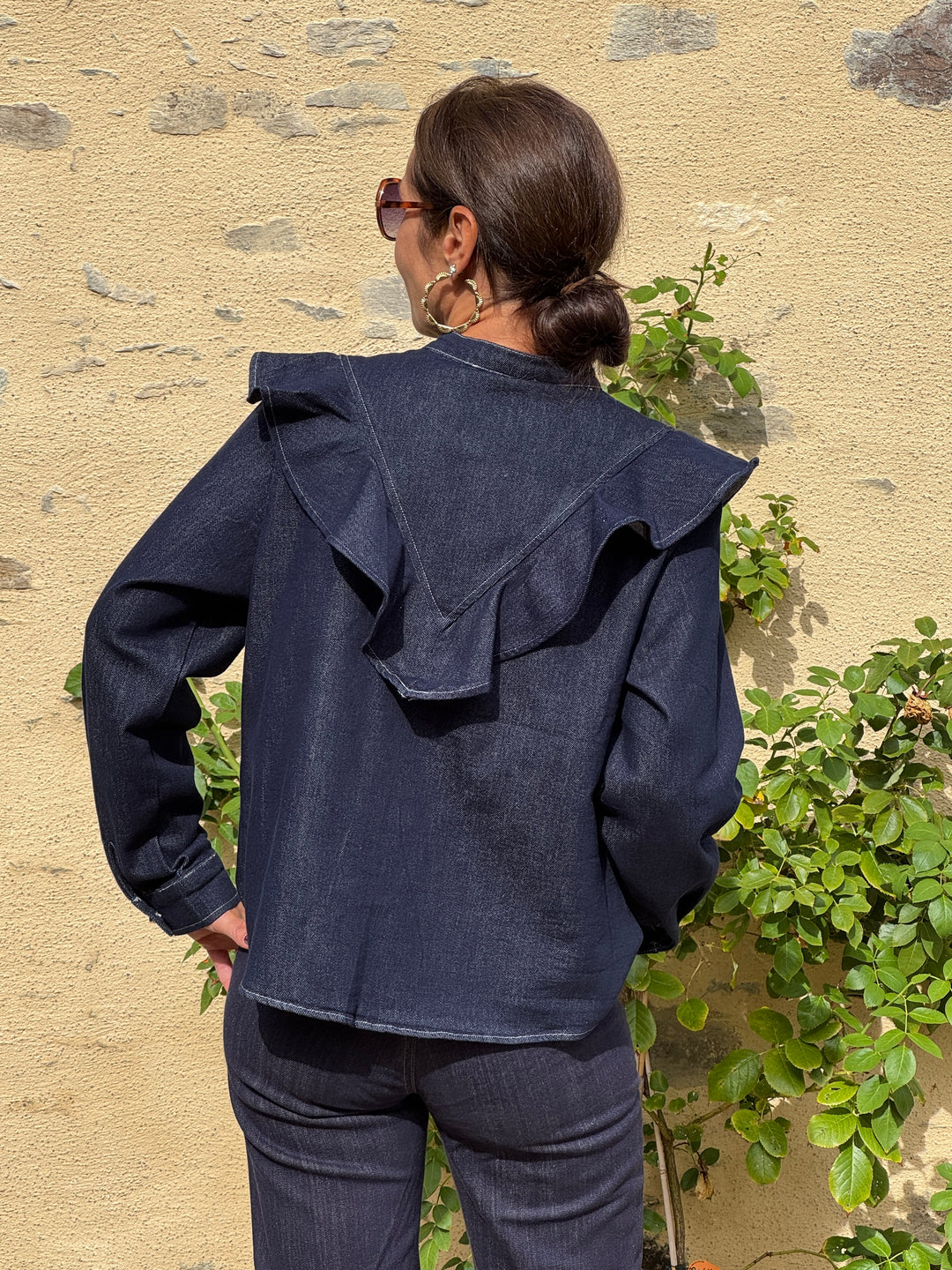Chemise jean brut volant CALYANE
