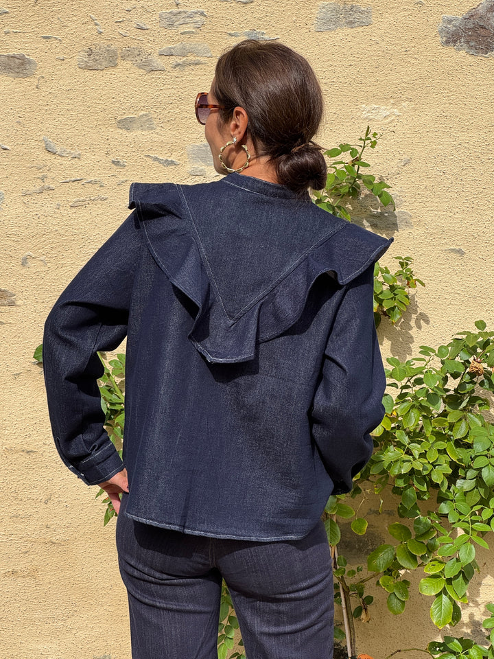 Chemise jean brut volant CALYANE