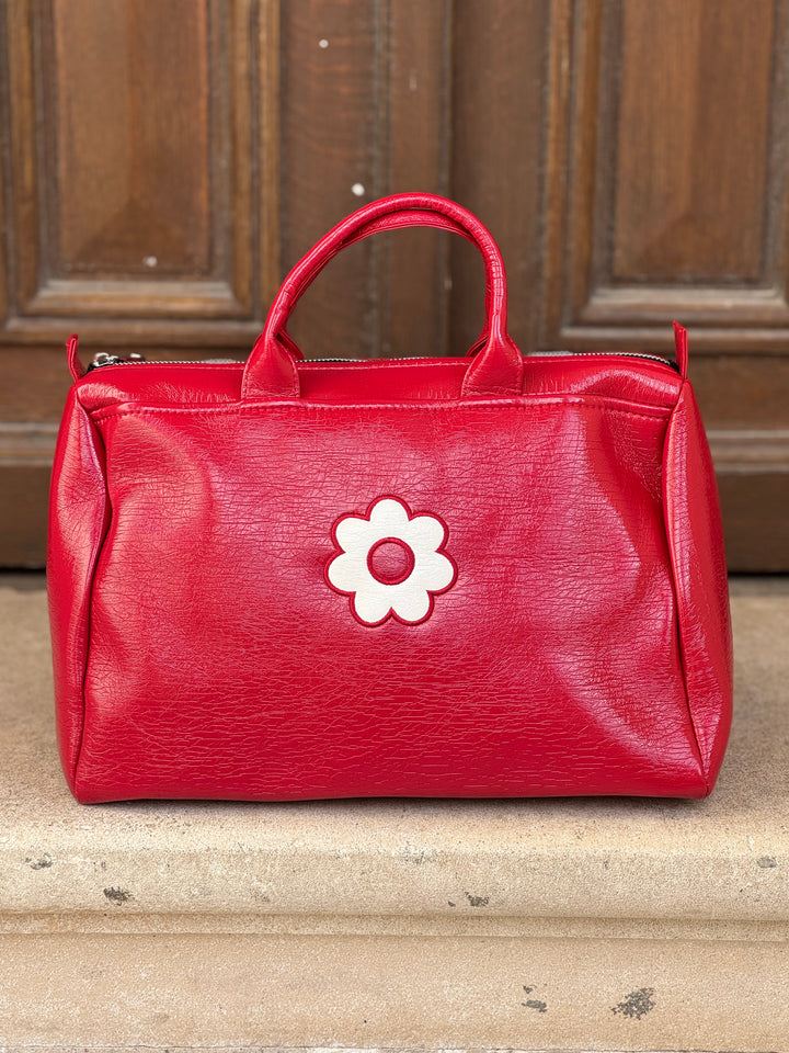 Hermès red vinyl bag BOWLING Hippocampe