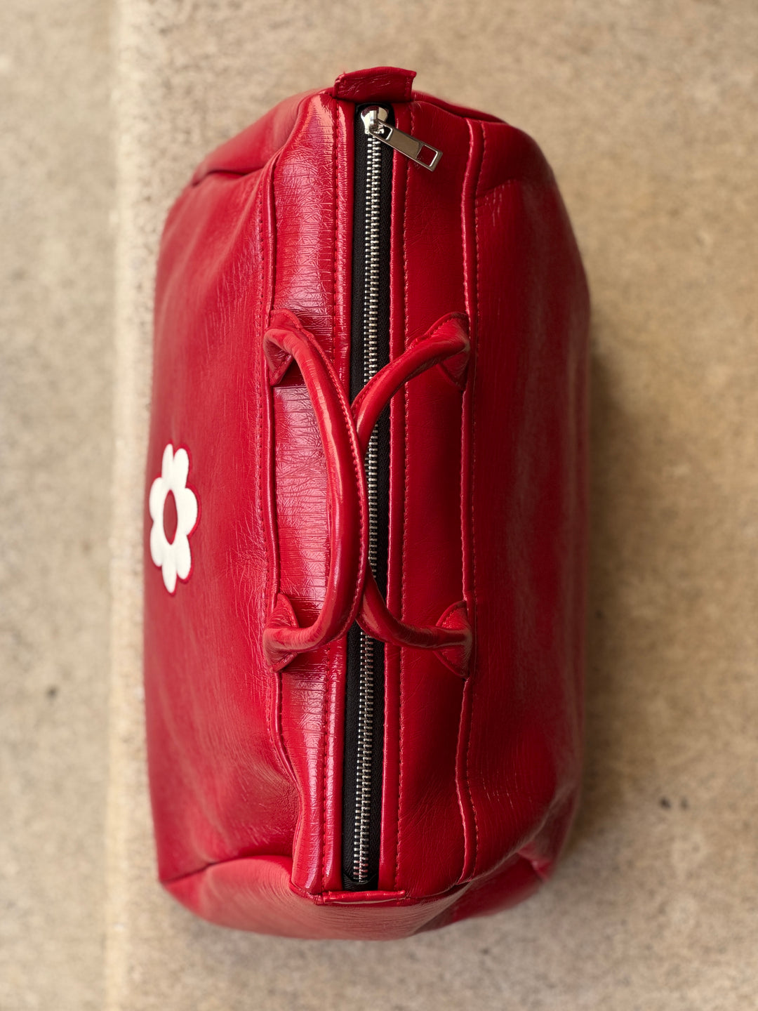 Hermès red vinyl bag BOWLING Hippocampe