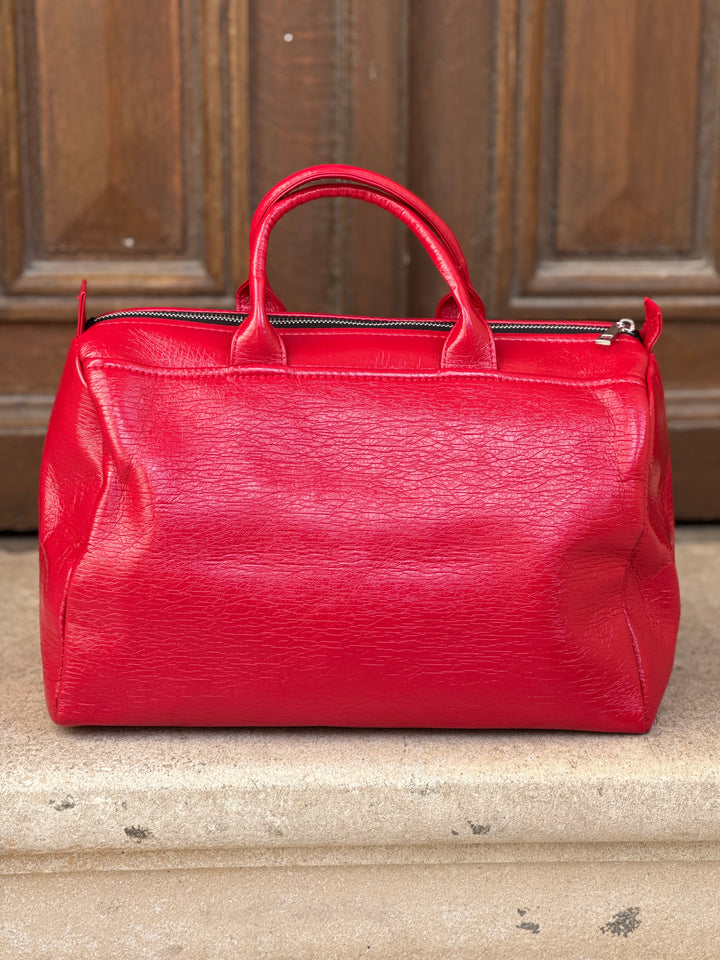 Hermès red vinyl bag BOWLING Hippocampe