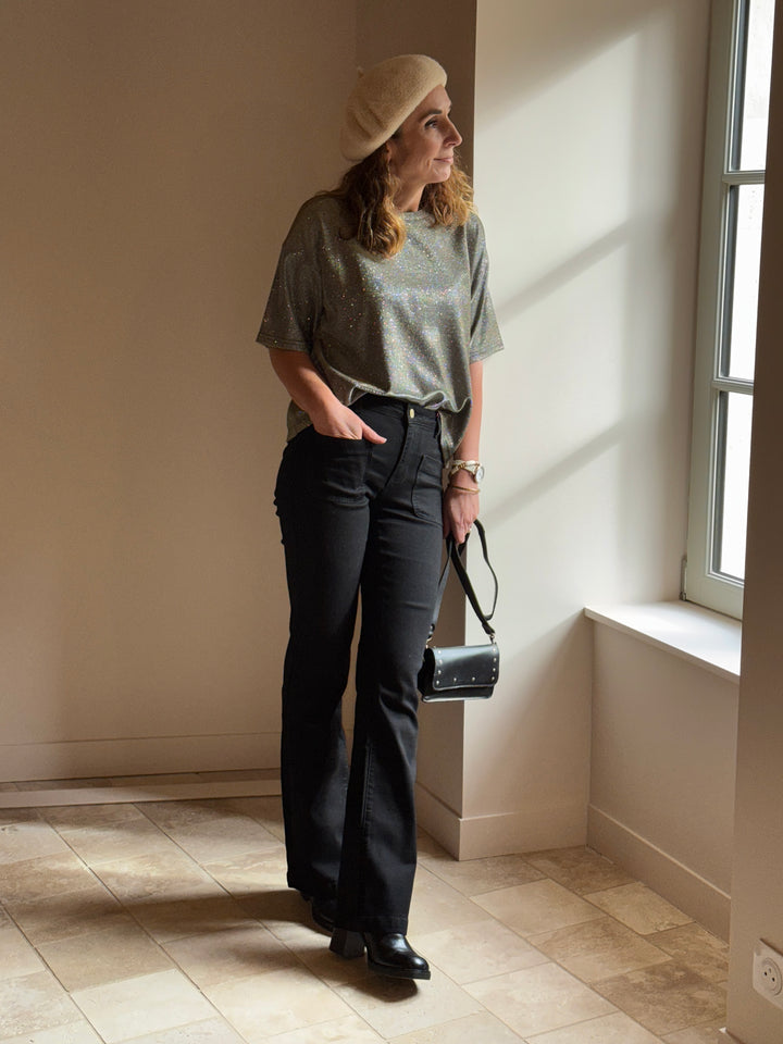 Tee-shirt oversize à paillettes argenté TAIS La Petite Étoile