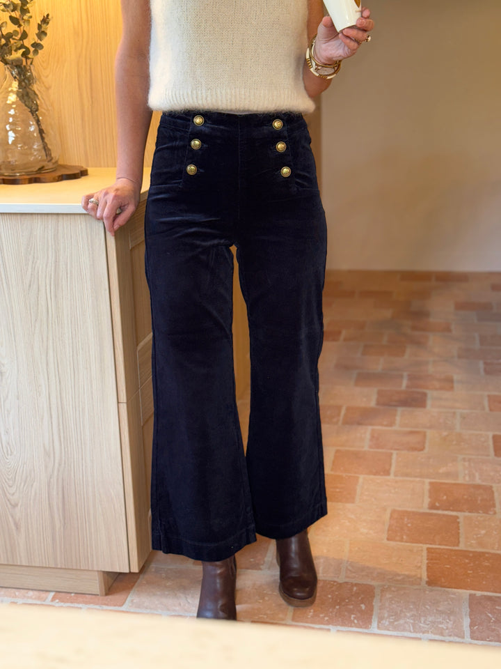 Pantalon velours marine à pont VICTORINE Oraije
