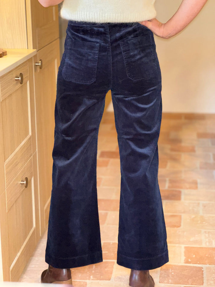 Pantalon velours marine à pont VICTORINE Oraije