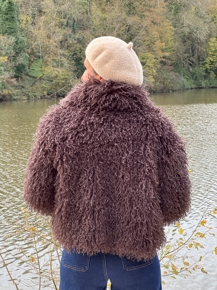 Manteau marron en fausse fourrure bouclettes DORINE