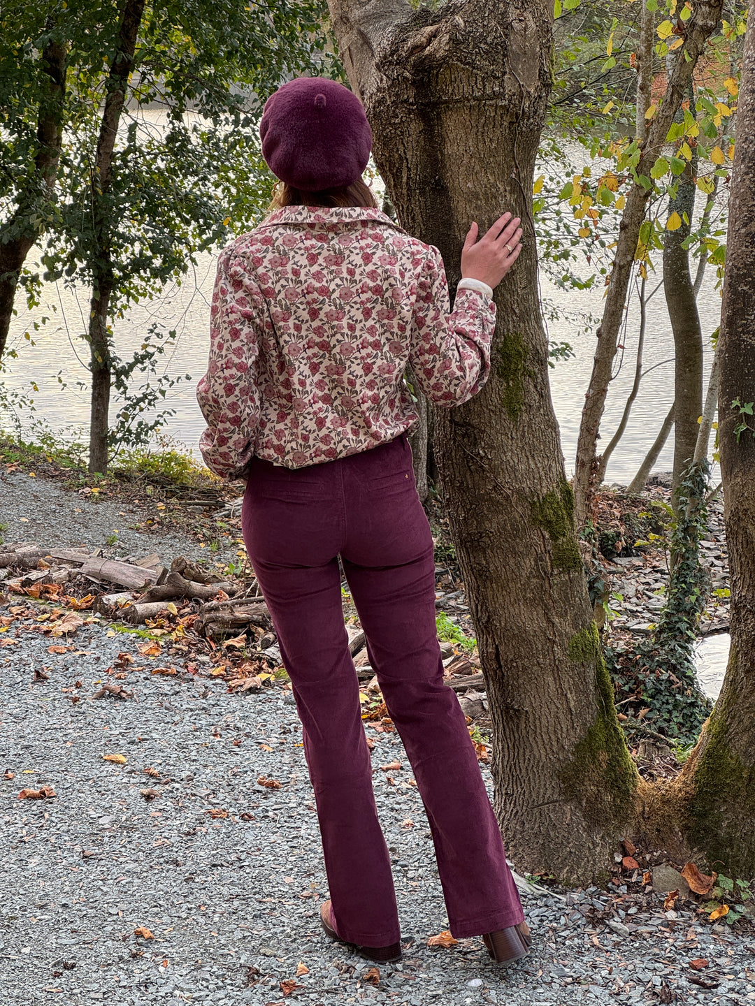 Chemise velours écru imprimé florale CLEOPHEE