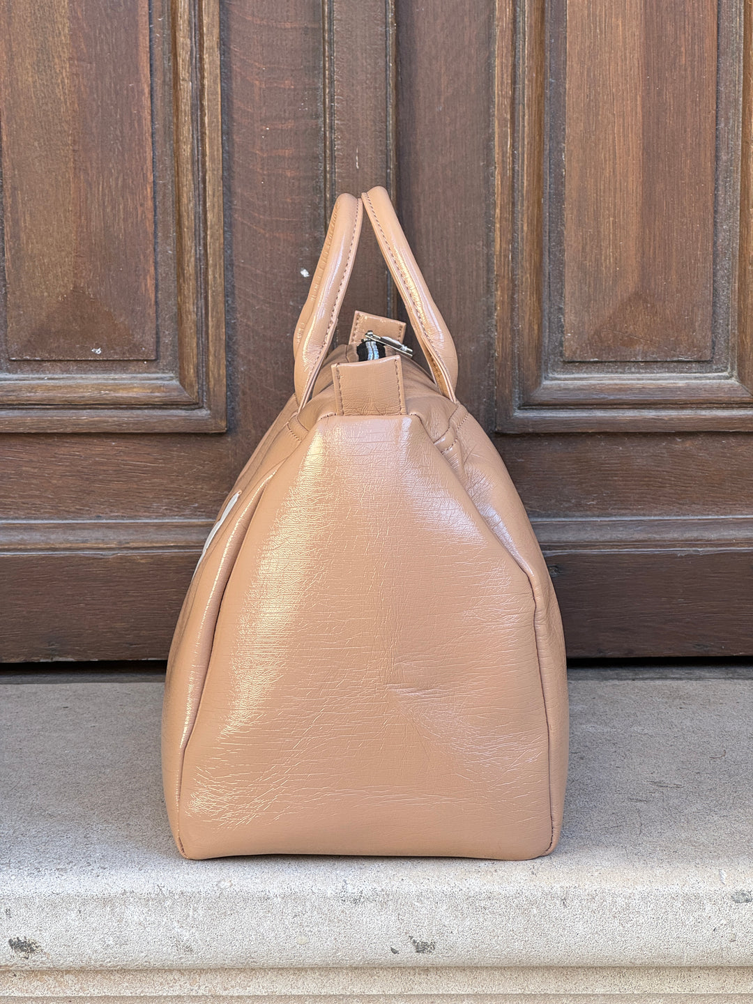 Hippocampe BOWLING beige vinyl bag