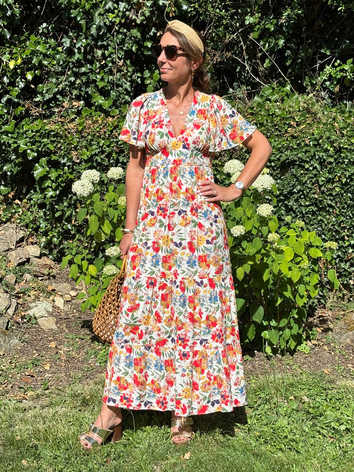 Langes Mehrfarbenkleid ELOAN
