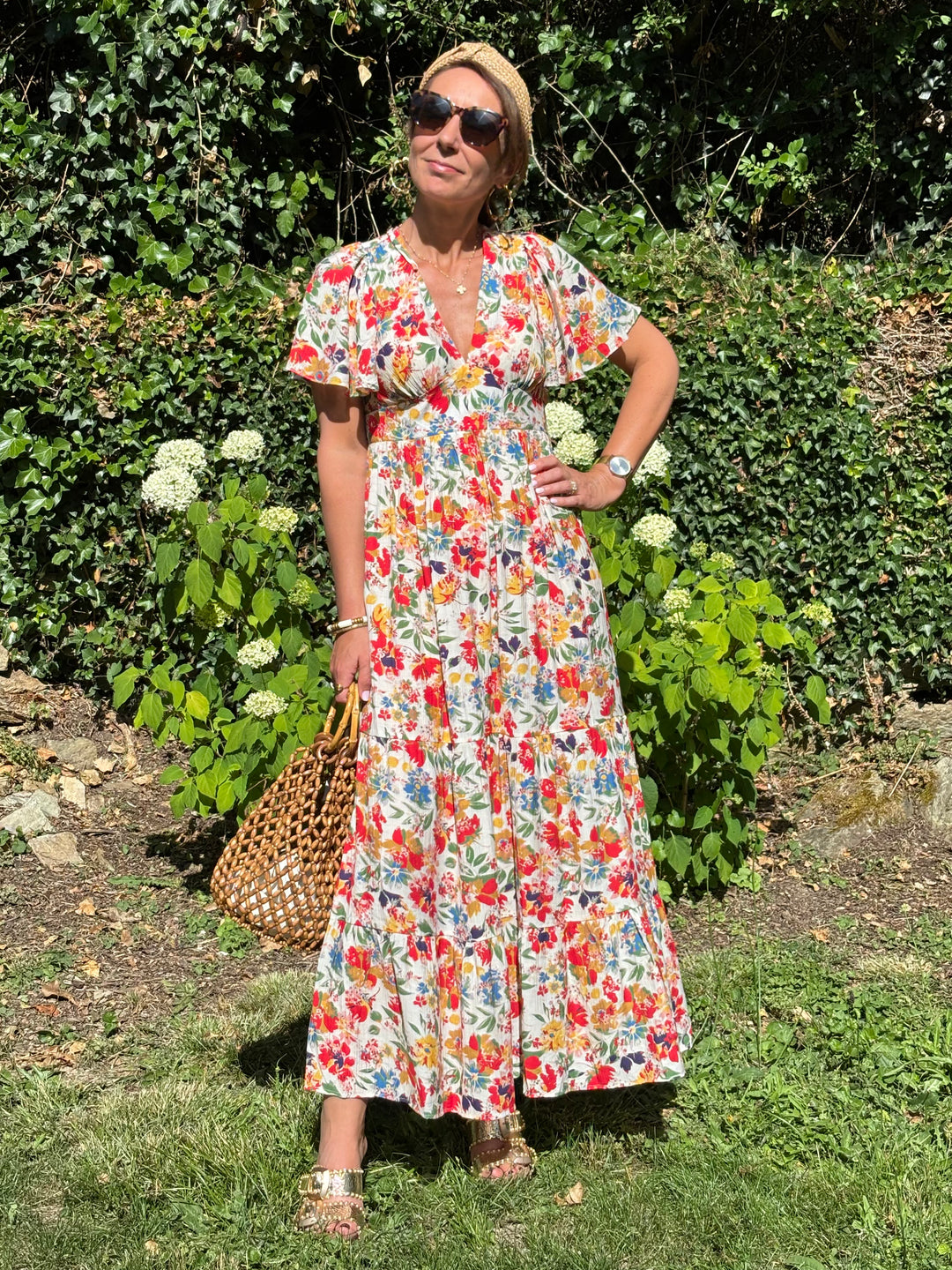 Langes Mehrfarbenkleid ELOAN