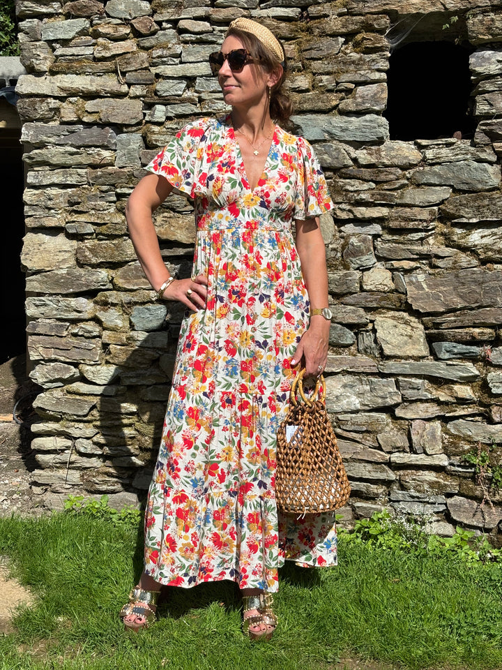 Langes Mehrfarbenkleid ELOAN