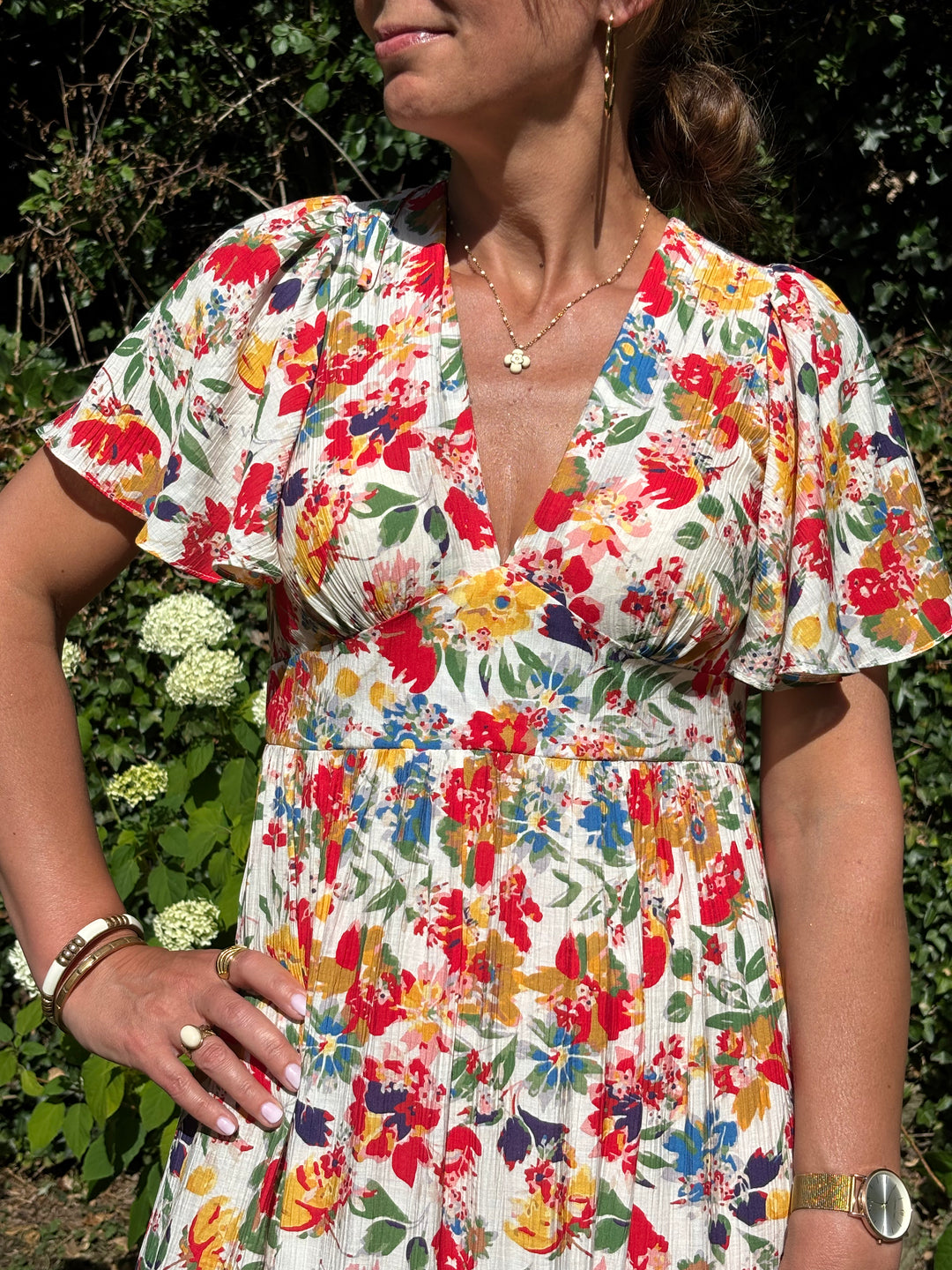 Langes Mehrfarbenkleid ELOAN