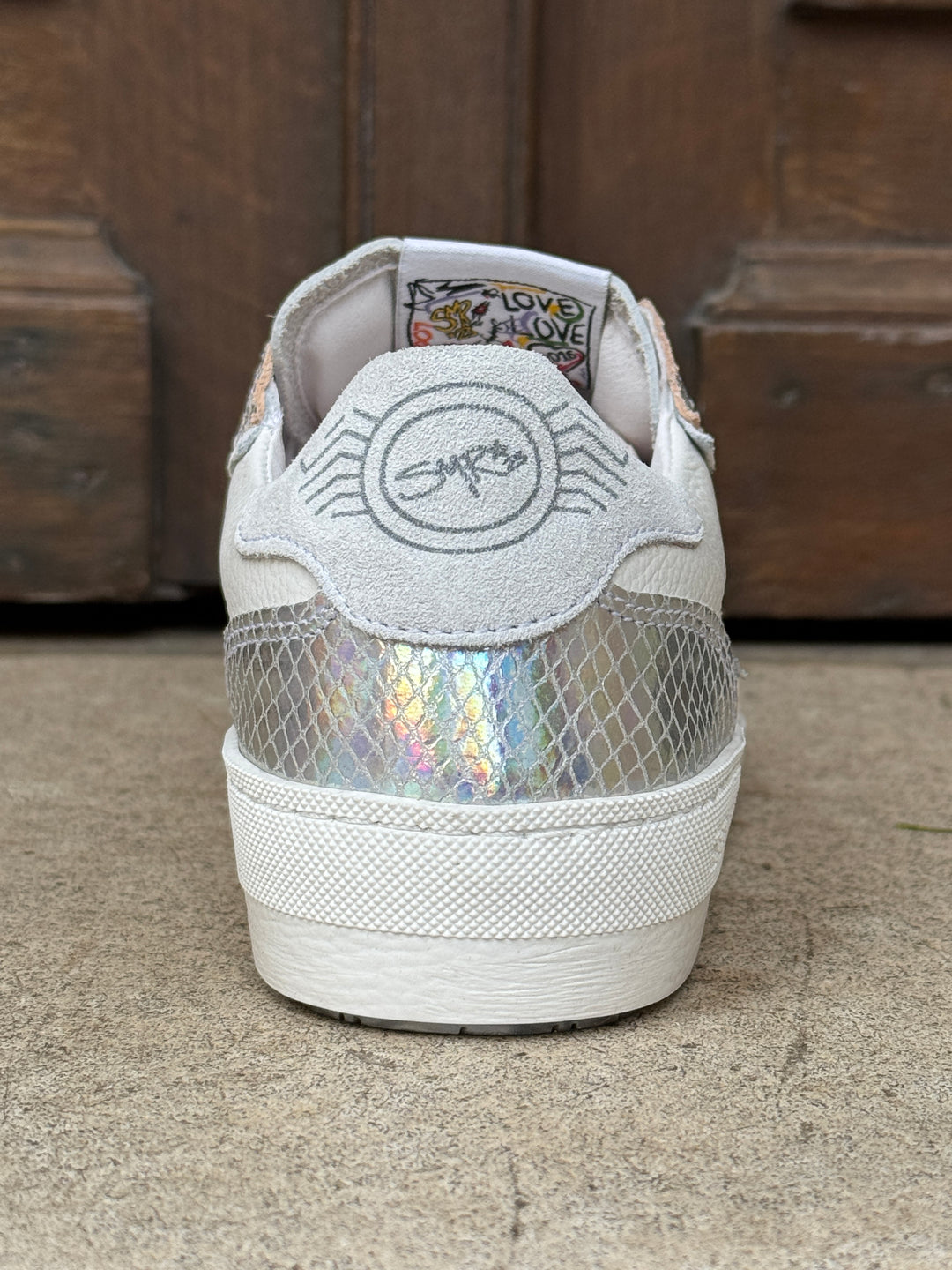 Basket en cuir blanche étoile argenté ALE D456 Semerdjian